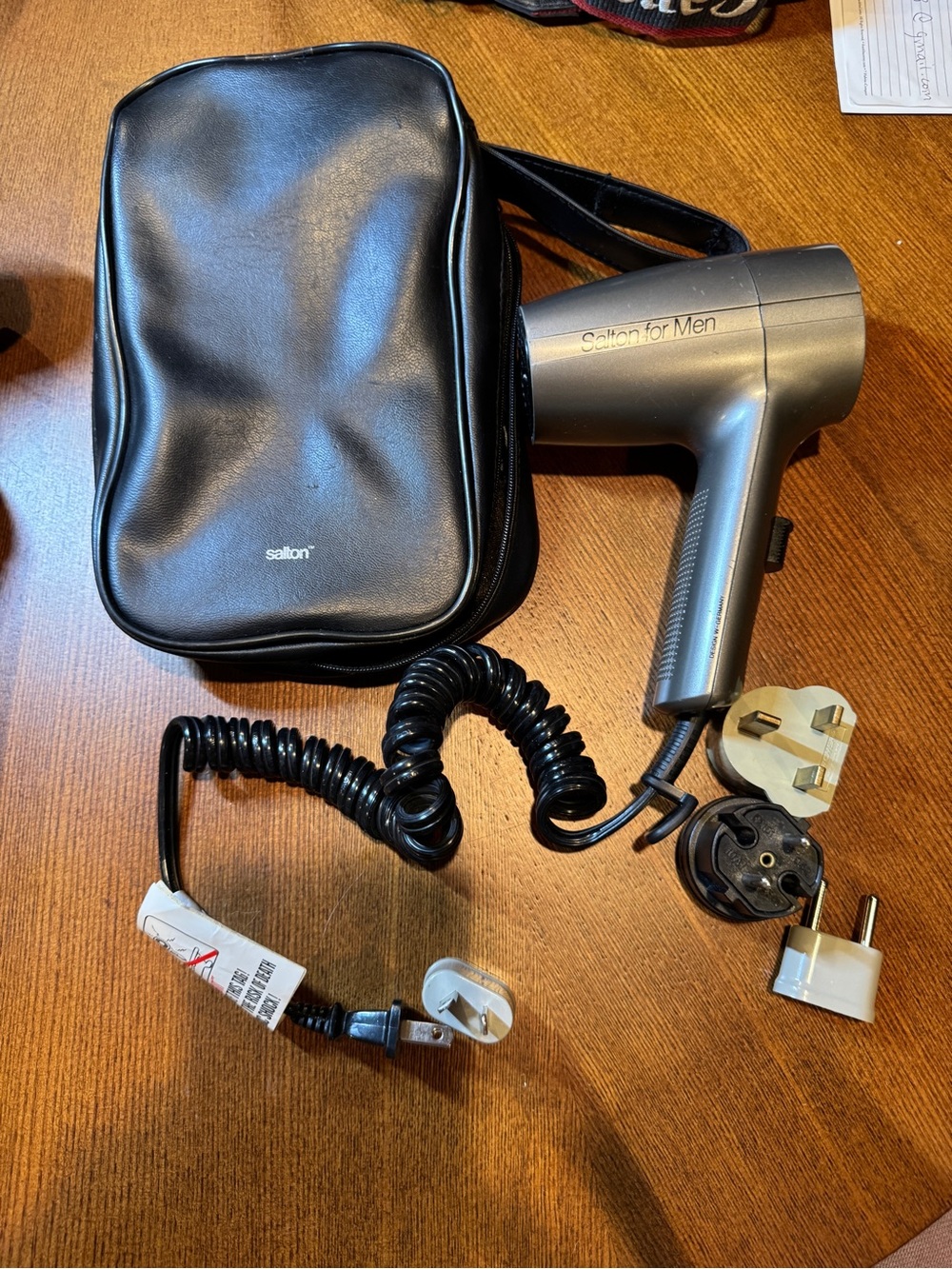 Salton for Men Travel Hair Dryer in Gunmetal Gray with Carry Case